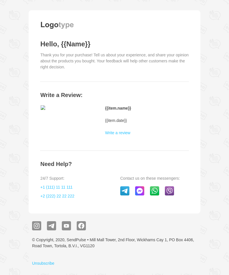 Ecommerce free email template