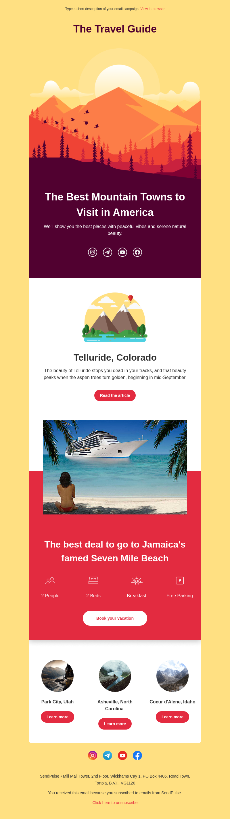 Travel free email template