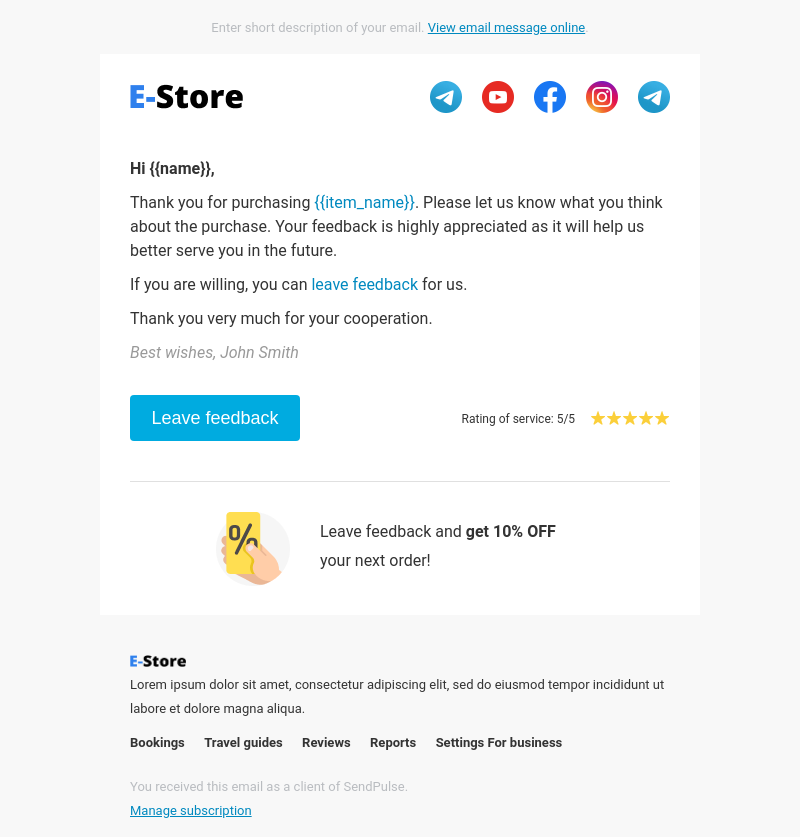 Ecommerce free email template