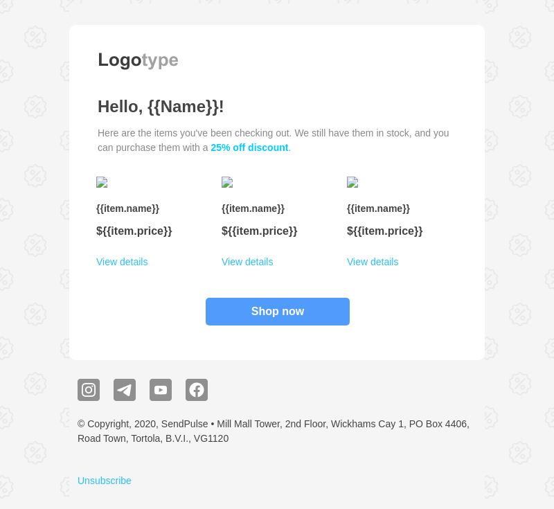 Ecommerce free email template