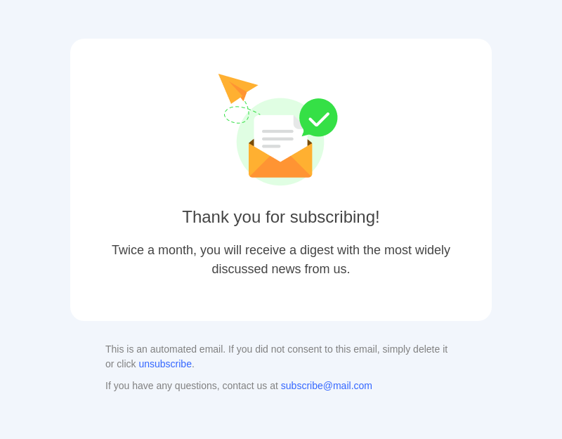 Post subscription Thank you Email Free Email Template Template Post subscription Thank you Email Free Email Template Template